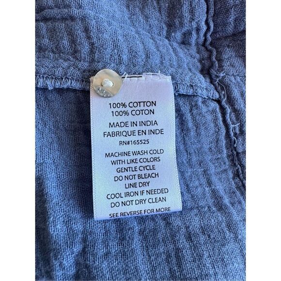 LOLA RIVER Womens LARGE Solid Pleated Button Front Swing Dress - BLUE - Picture 9 of 9